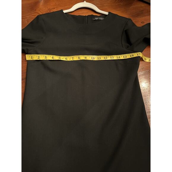 Zara Women's Black Bell Sleeve Mini Dress 3/4 Sleeve Size Small - Picture 7 of 8
